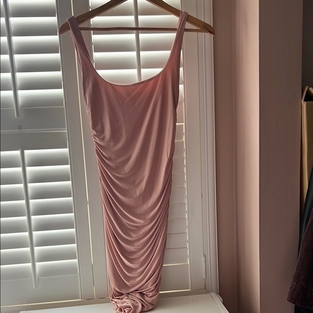 PrettyLittleThing Pink Ruched Bodycon Mini Dress
